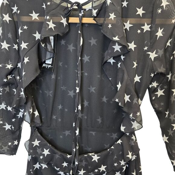 NWT Nasty Gal Women's Sz 2 Star Backless Mini Skater Dress Black White - Picture 10 of 15